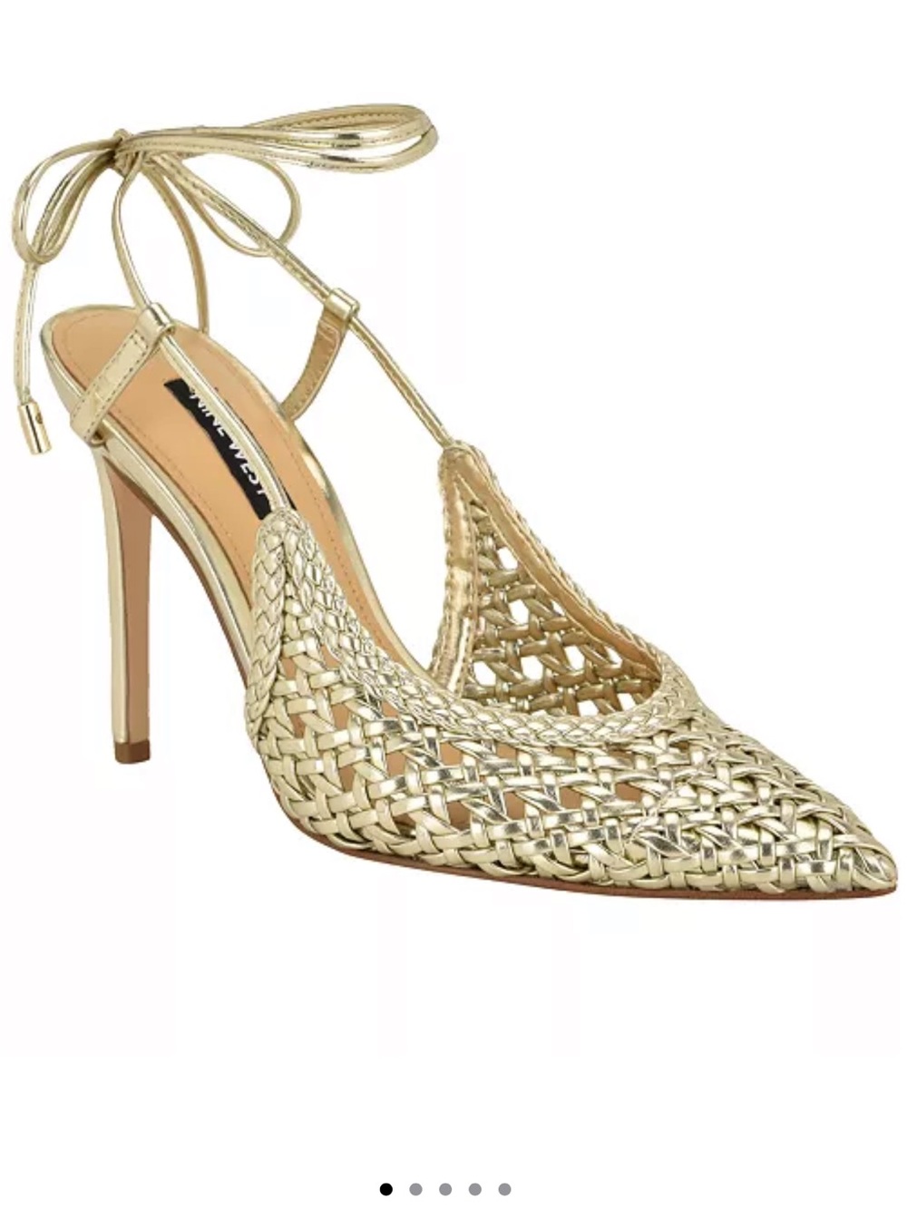 Nine West Women's Fessla Woven Tie-Up High Stiletto Pumps gold